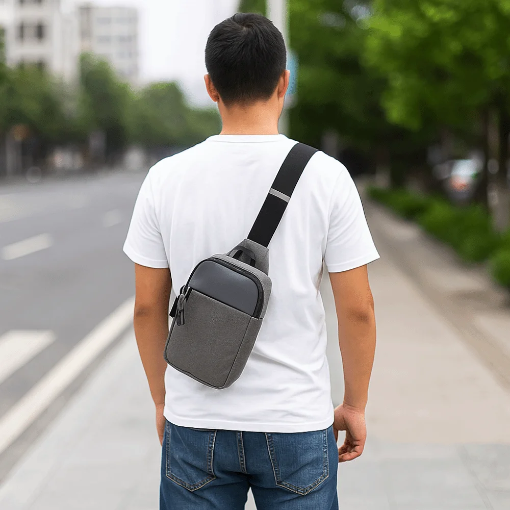 

Trendy Waterproof Crossbody Slings Bag Oxford Portable Mobile Phone Bag Unisex Mini Chest Bag Travel