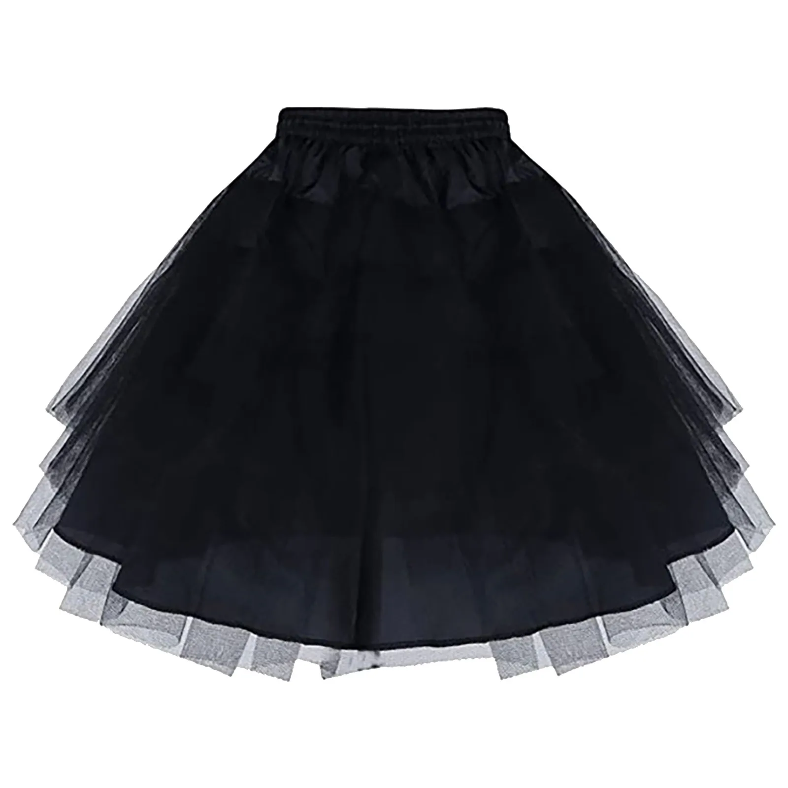 Women's Solid Color 3 Layered Tulle Petticoat Lady's Princess Tutu Tulle Skirt Underskirt