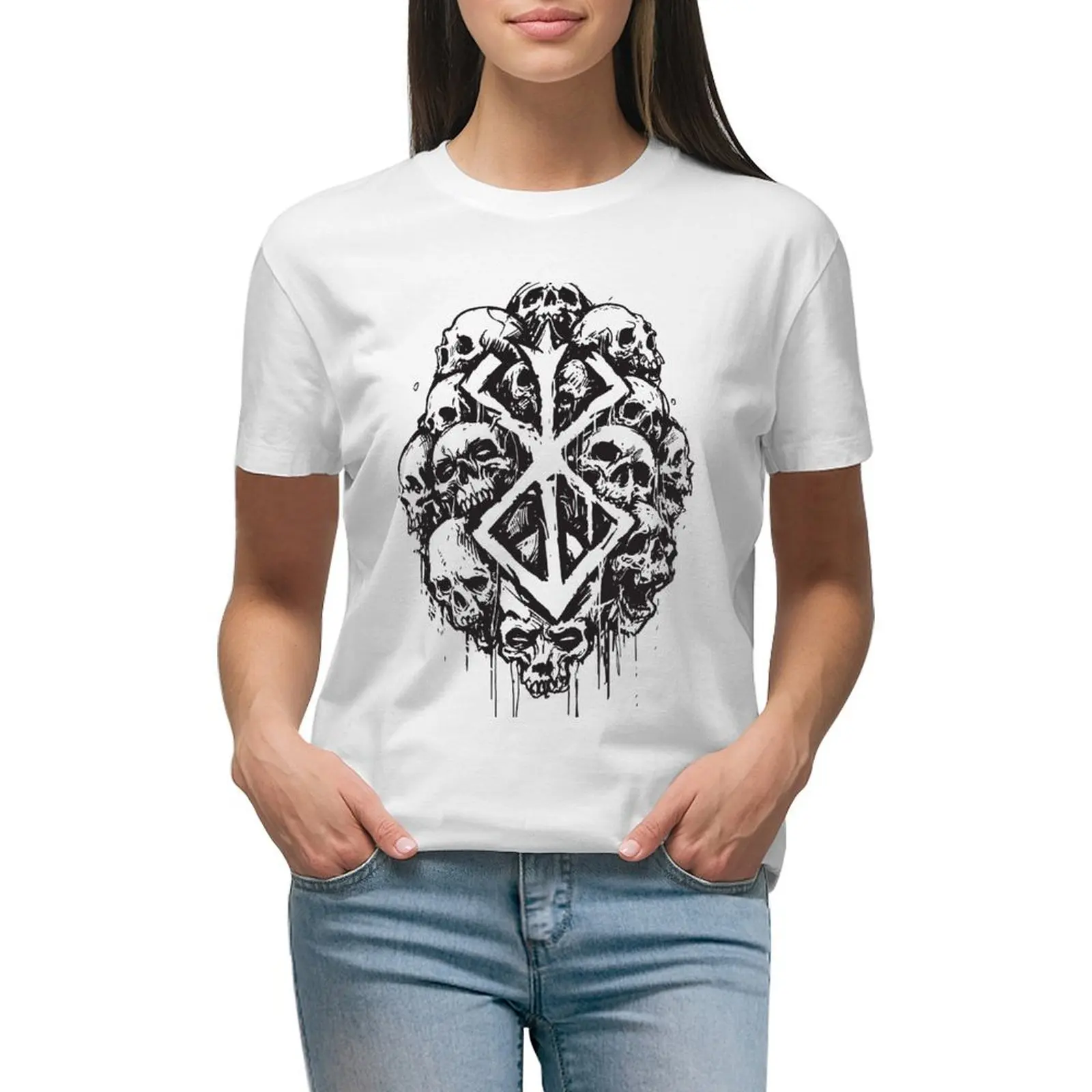 Skull T-shirt hippie clothes summer top funny t shirts for Women