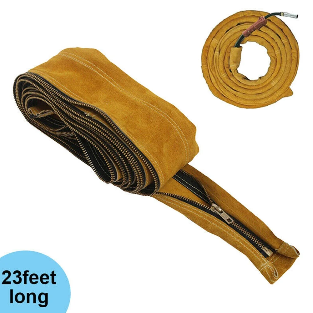 

TIG Mig Torch Cable Hose With Zip Welding Cover 23' Long 4" Wide Accessories Cowhide Leather Metalworking Parts