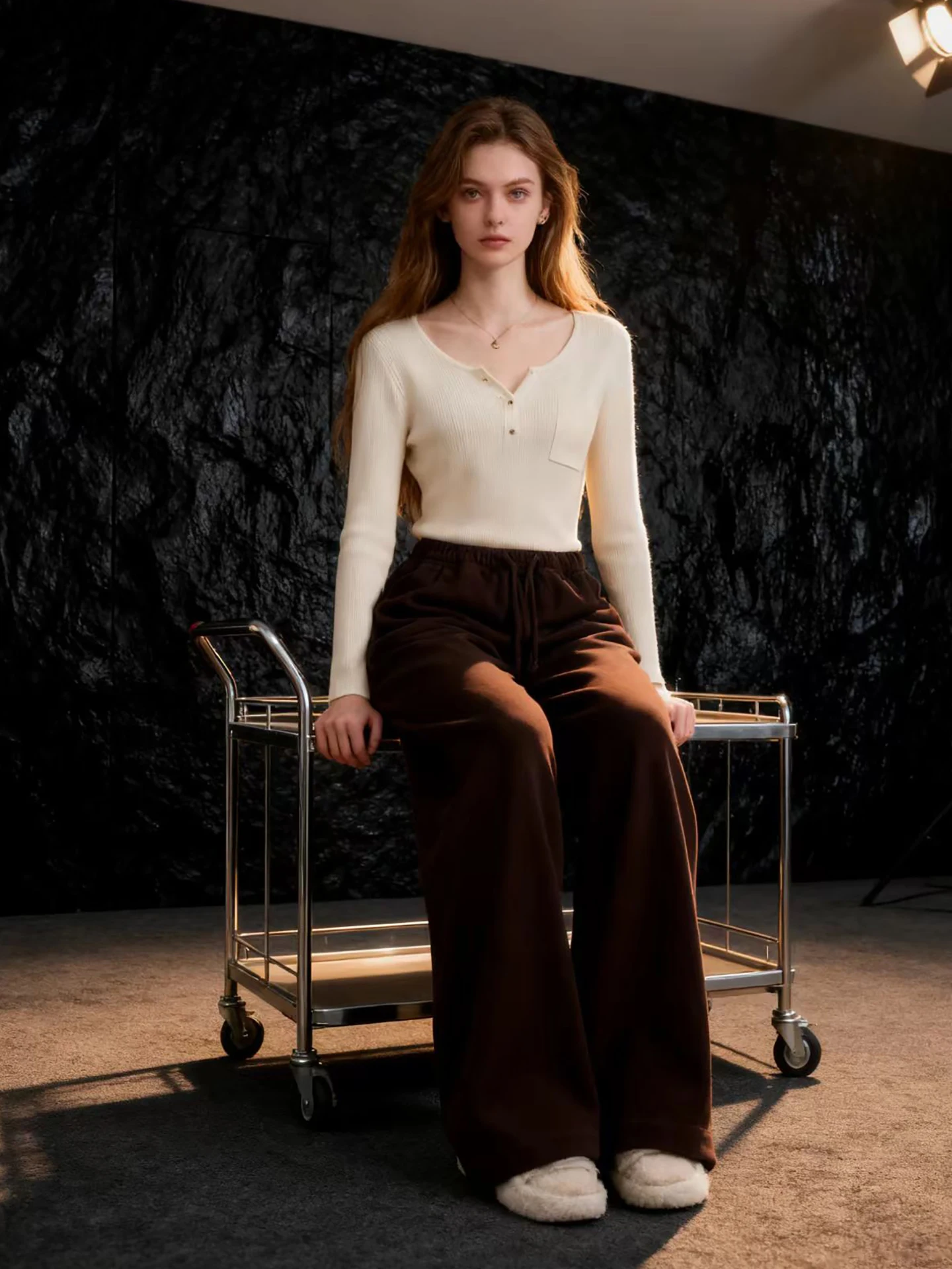 

Брюки HUAAPPUW кофейного цвета с драпировкой на талии, на резинке, повседневные, утепленные, осенне-зимние, новые, с высокой талией