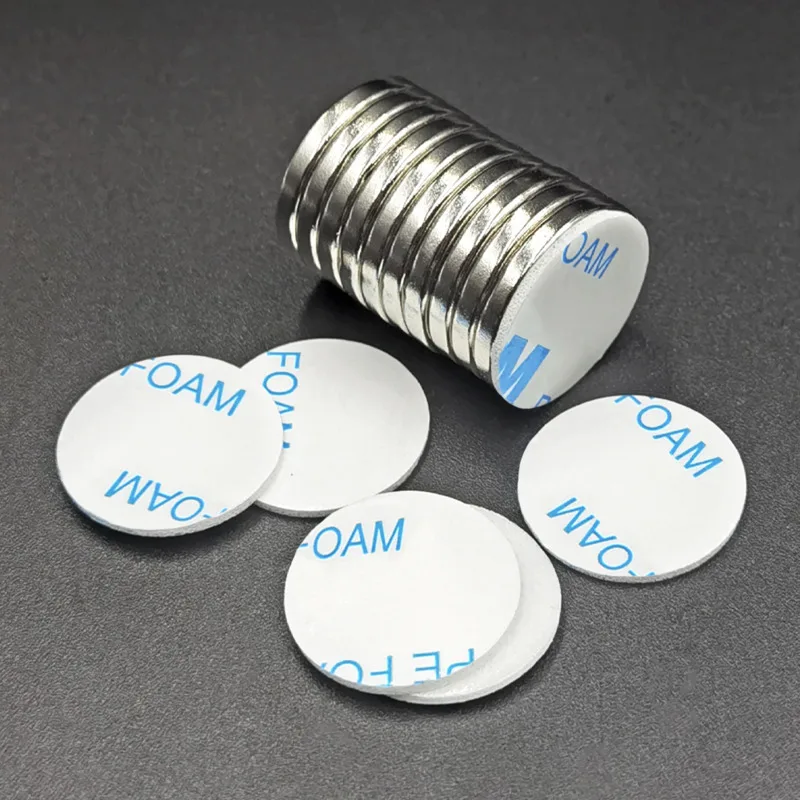 Round Neodymium Magnet Small Permanent Powerful Strong Magnets With Double-Sided Adhesive For DIY Craft Office Kitchen Fixation