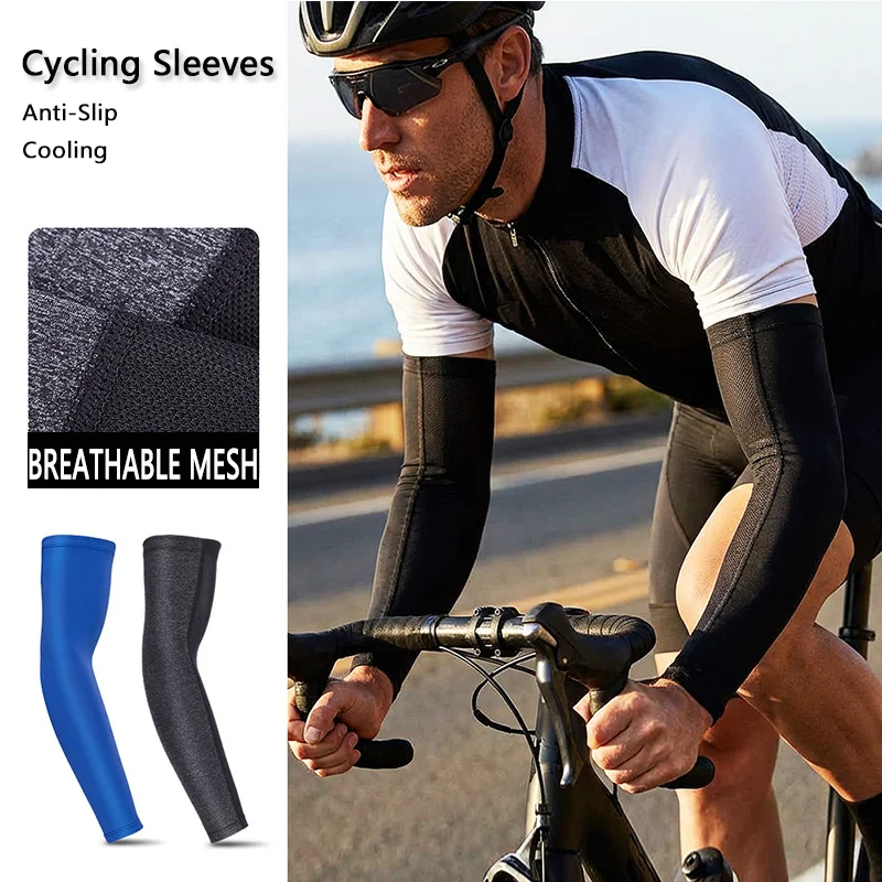 Ice Silk Arm Sleeves Breathable Mesh Sun Protection Quick-Dry Cycing Arm Covers Outdoor Sports Basketball Running Arm Guards