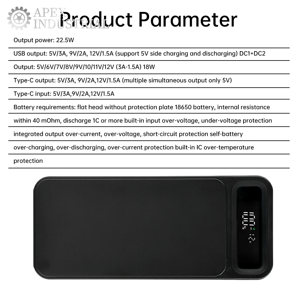 8/10*18650 Battery Power Bank Case USB Type C Charge DIY Shell Without Battery 22.5W PD QC3.0 Quick Charge Welding Free