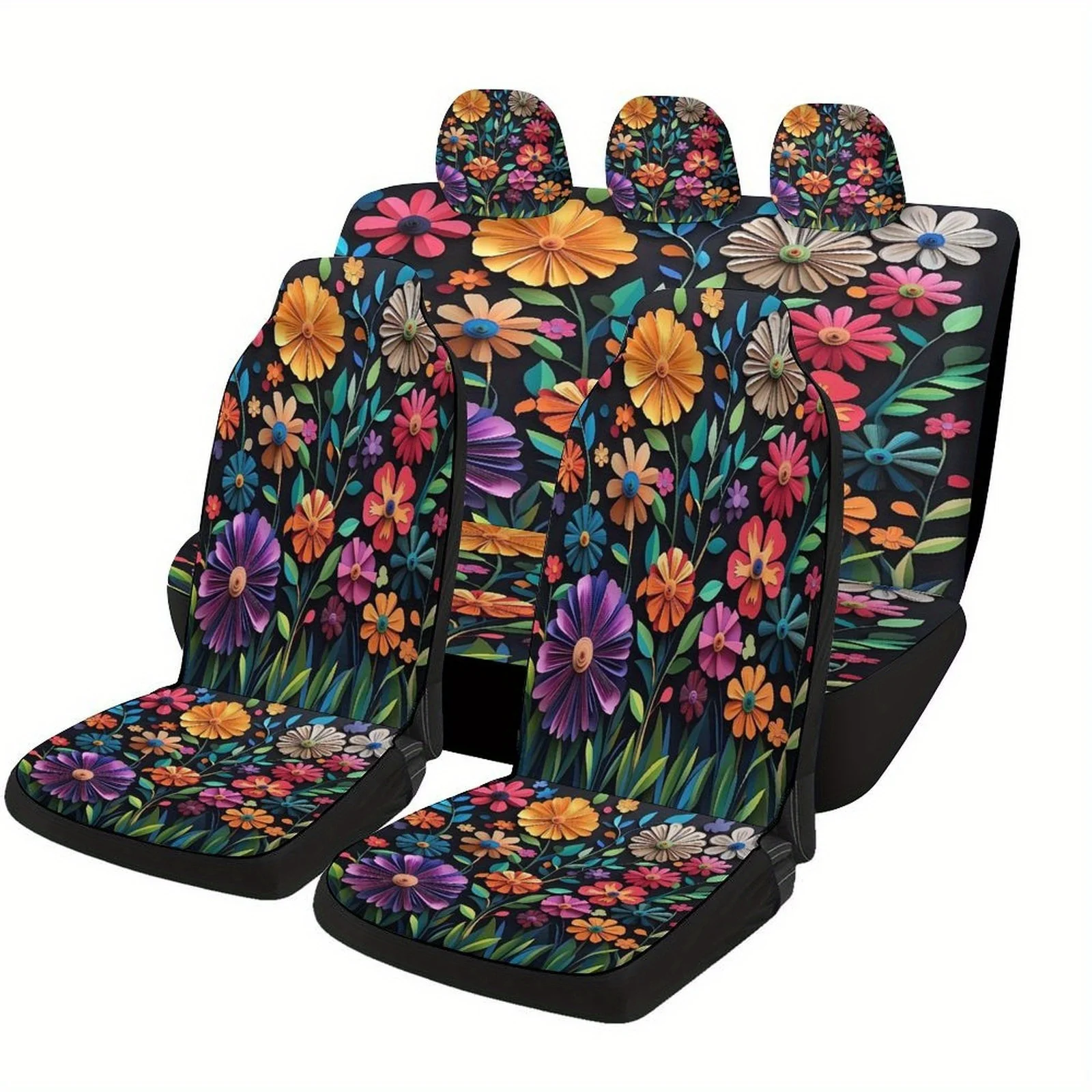 

Vibrantly Designed Paper Flower Car Seat Cover Set Suitable For Various Vehicles, Customizable Premium Quality Car Seat Protecto