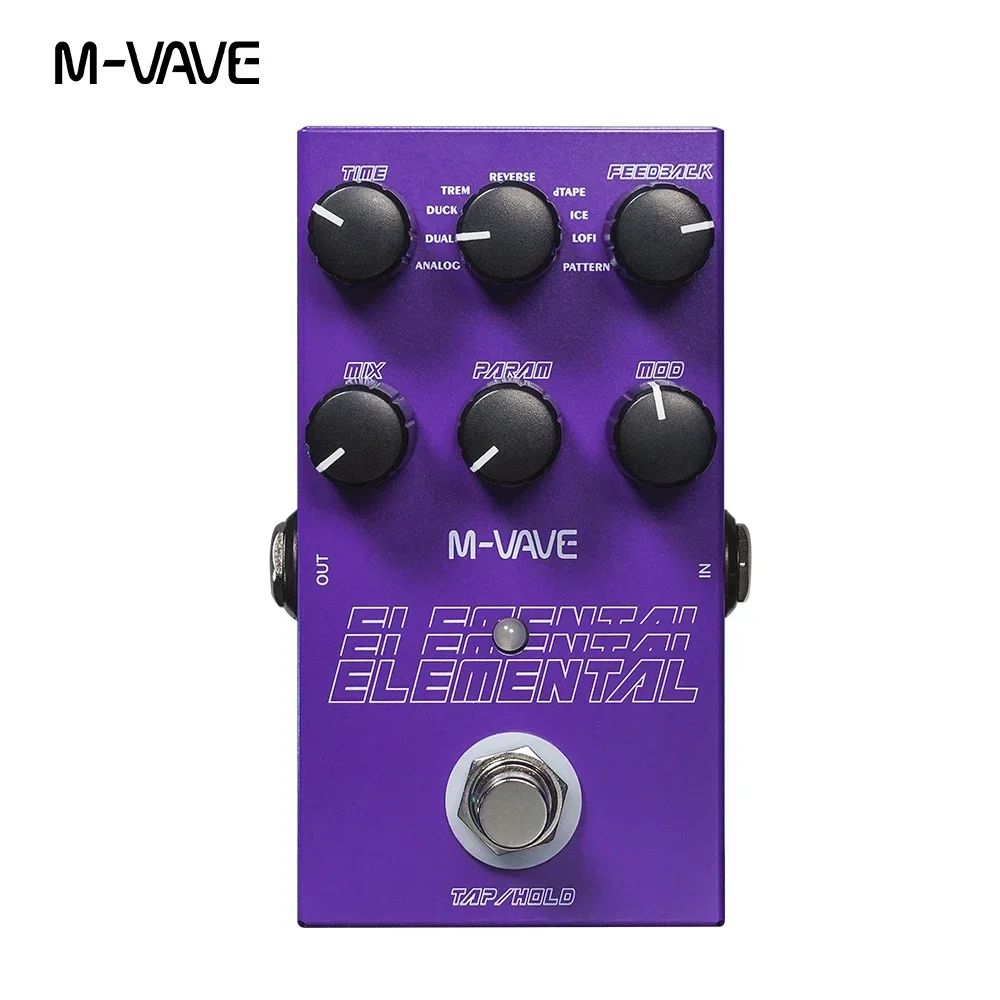 M-vave Elemental Digital Delay Pedal 9 Different Delay Guitar Effects Delay Guitar Pedal Supporr for TAP and HOLD Mode