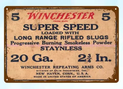 home decor Winchester Super Speed 20 Ga ammo hunting metal tin sign