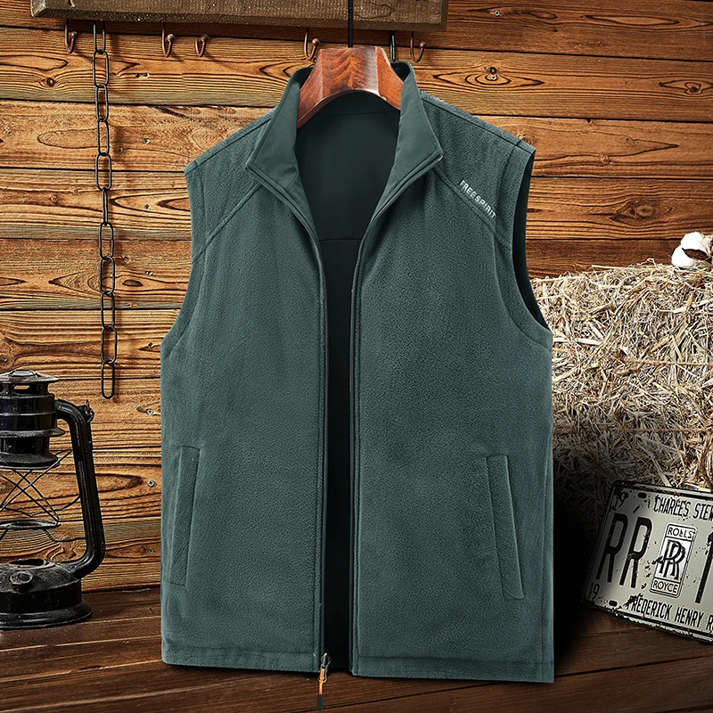

Мужской флисовый жилет, однотонный стиль инструментов, уличная фотография, рыбалка, туризм, ветрозащитный жилет, повседневный жилет с несколькими карманами