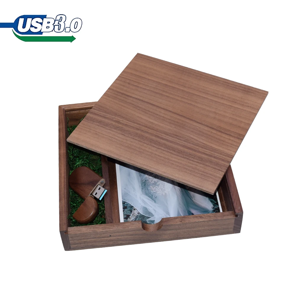 Wedding photography Gifts USB 3.0 Flash Drives Real Capacity 128GB Wooden Photo Album+ Box Pendrive 64GB Memory Stick 32GB 16GB