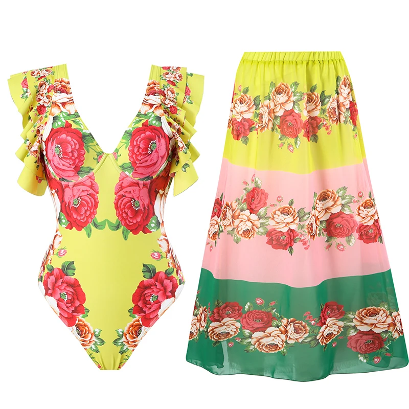 print-swimwear-women-beachwear-v-neck-ruffled-bodysuit-two-piece-chiffon-long-skirt-summer-2026-fashion-sexy-bathing-suit