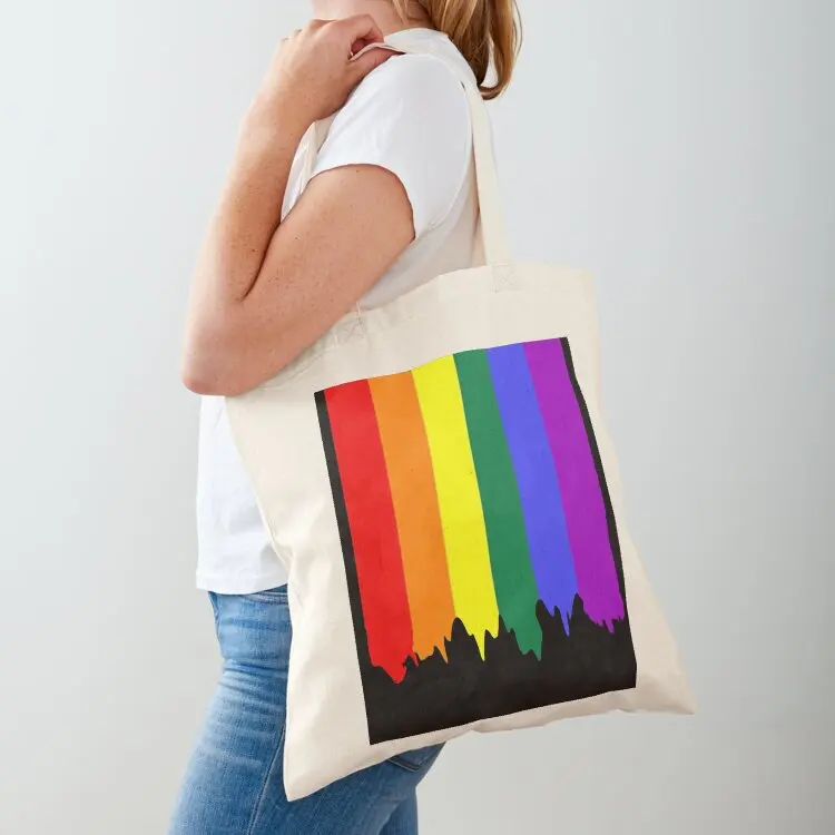 

LGBT Gay Pride Rainbow Drip Paint Tote Bag Canvas shoping bag personalized tote bag ecological bags