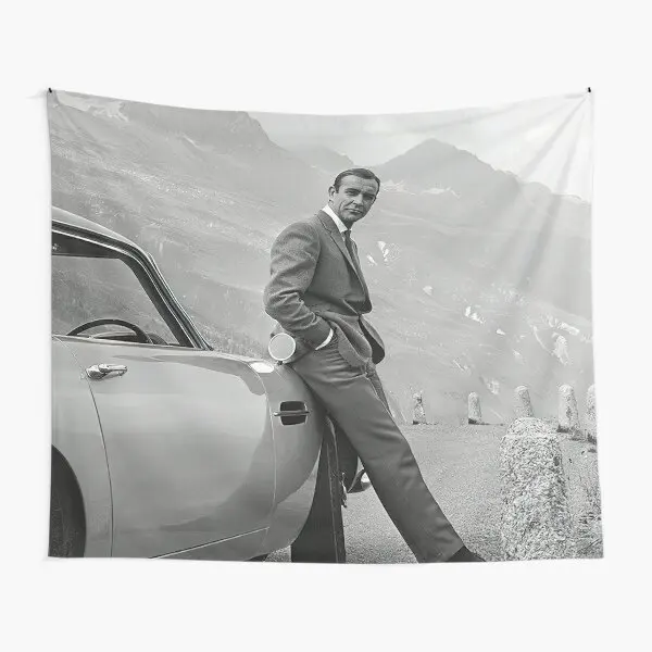 Sean Connery With Car Retro  Tapestry Home Towel Yoga Room Wall Bedspread Beautiful Living Mat Travel Printed Blanket Decor