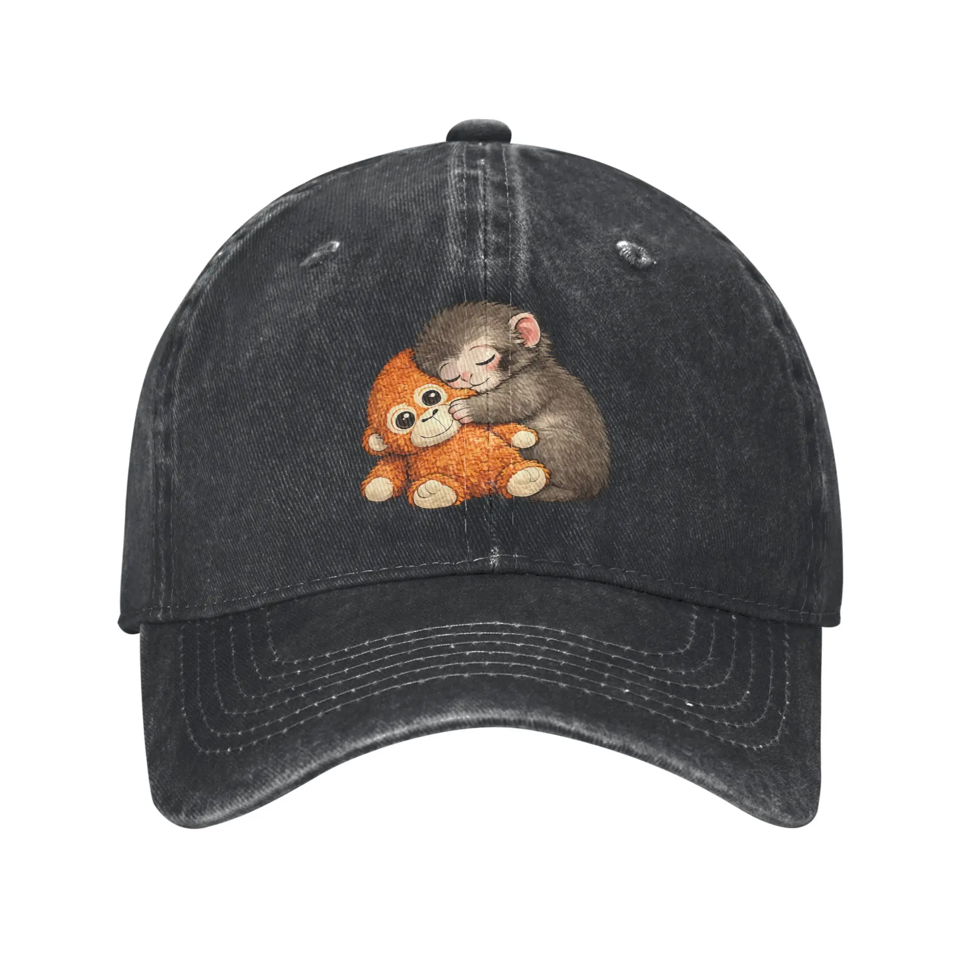 Baseball Cap Punch The Monkey Cuddling Stuffed Animal Meme Viral Internet Summer Trucker Hat  Men Adult Sun-Proof Snapback Cap