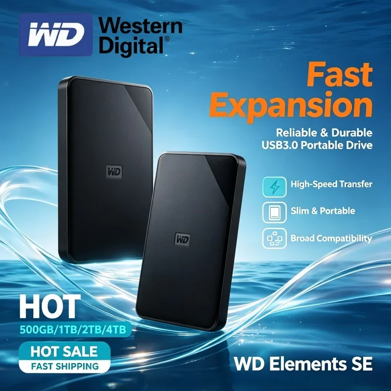 WD Elements Portable HDD Western Digital USB3.0 External Hard Drive 2TB 4TB 2.5" Mobile Hard Disk Suitable For Notebook Desktop