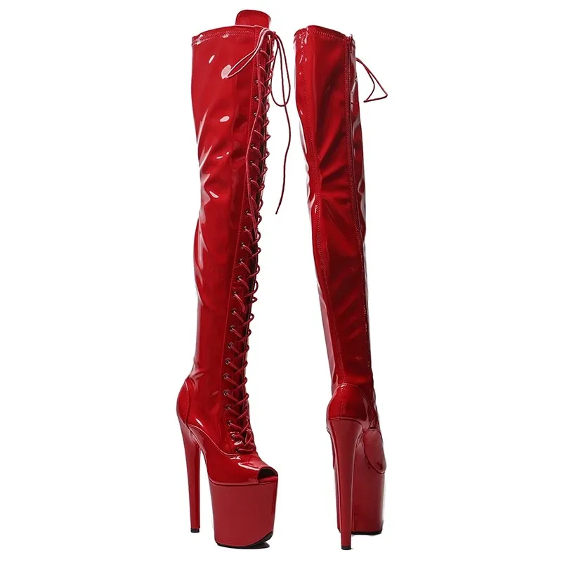 LAIJIANJINXIA New 20CM/8Inch PU Upper Women's Platform Party High Heels Modern Over The Knee Boots Pole Dance Shoes 582