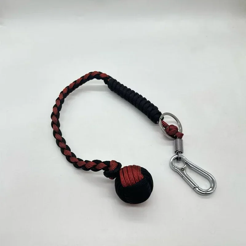 1 buah 35cm DIY gelang cambuk tinju monyet luar ruangan EDC tali pertahanan diri bola baja pemecah jendela keselamatan pribadi alat gantungan kunci