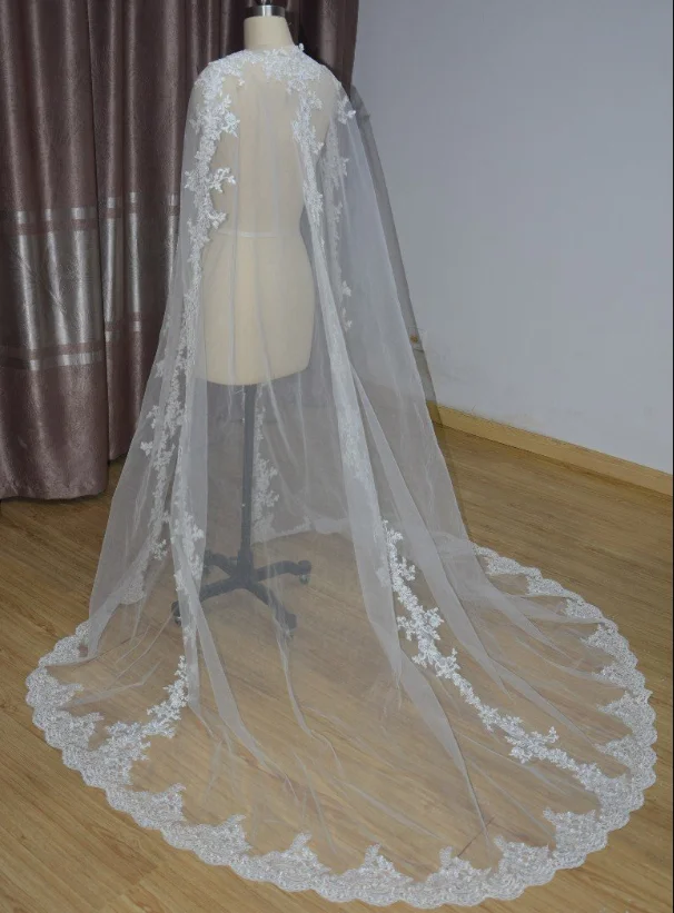 Capa de velo de la Catedral, capa de novia, capa de tul transparente sedosa, capa de encaje, capa de boda, chaqueta, capa, envolturas nupciales