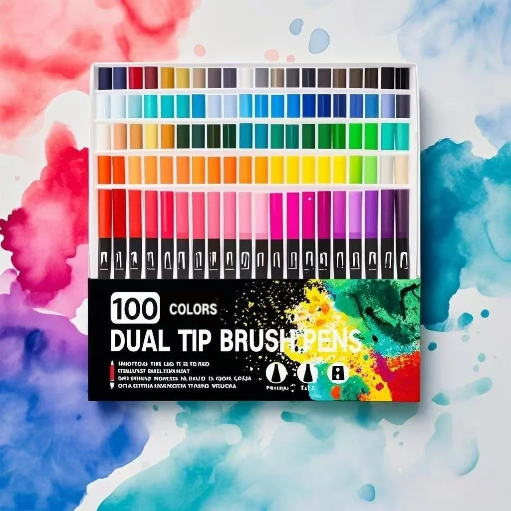 12-120 Colors Art Markers Set Dual Tip Brush Pen Headed Artist Watercolor Markers For Animation Manga Kids Gifts