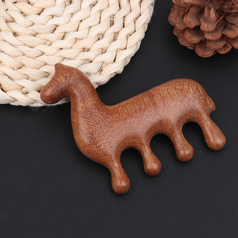Zodiac Horse Year Wooden Sandalwood Comb Four Teeth Scalp Relax Neck Body Meridian Massage Comb Anti-Static Smooth Hair Brush - view 4