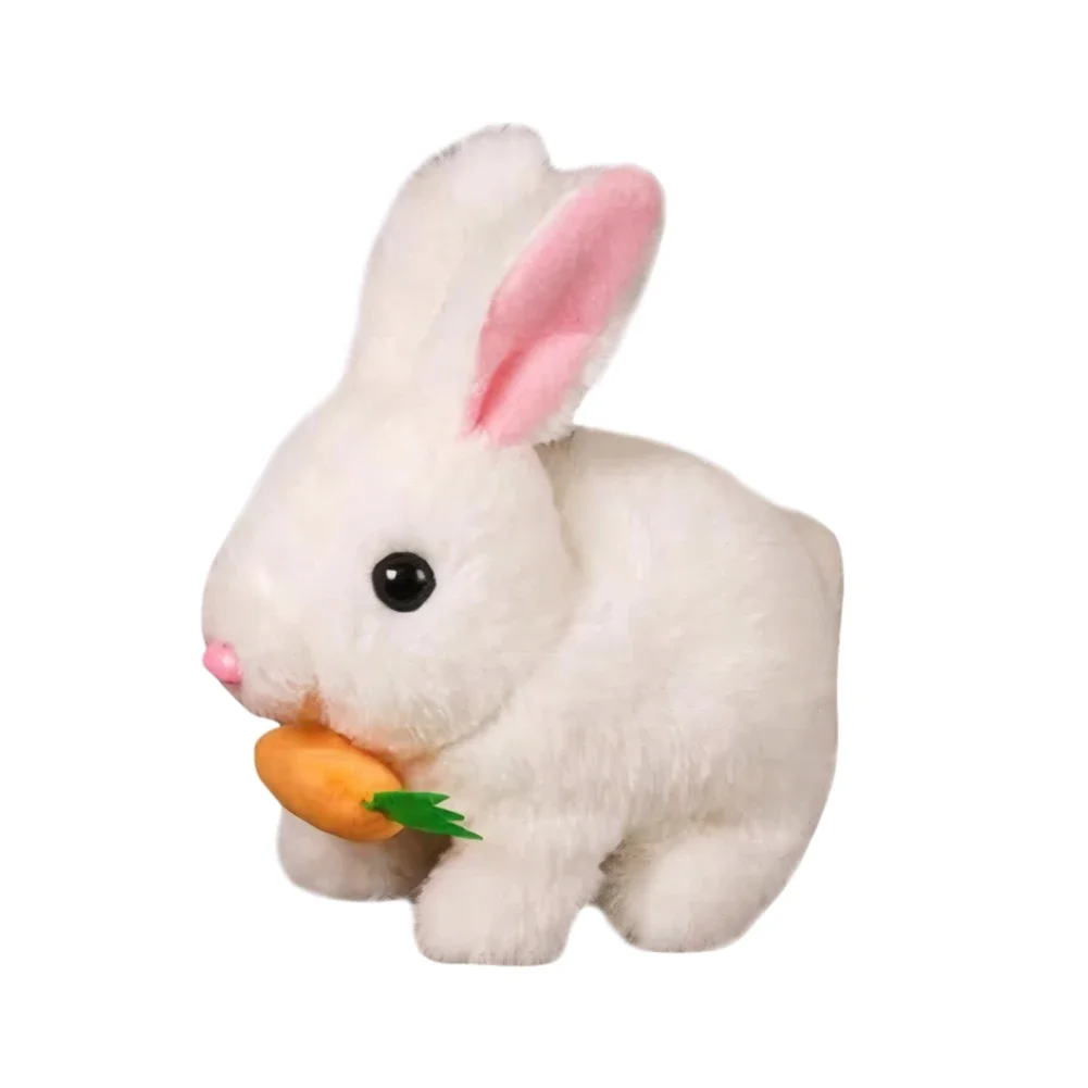 Lindo conejo eléctrico con zanahoria, mascota electrónica interactiva, conejo electrónico, juguete, regalo de cumpleaños para niños