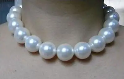 11-12mnm Australian south sea white shell pearl necklace 18