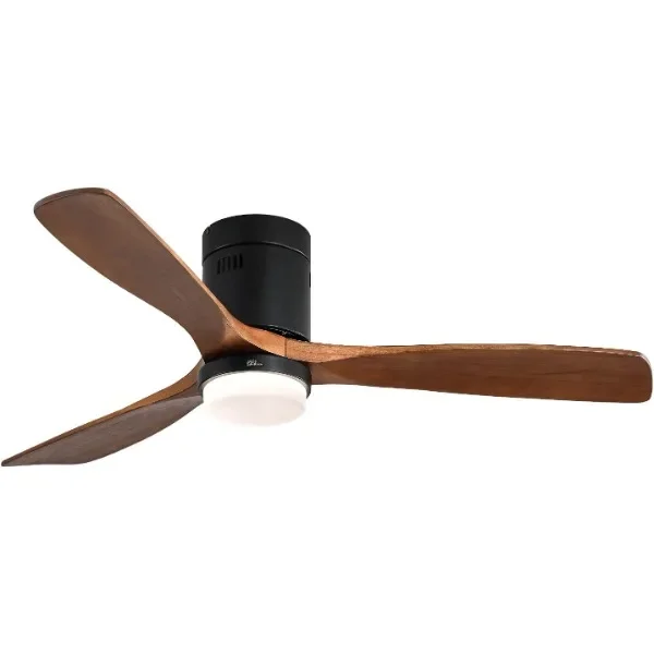 Sofucor 52 Inch Low Profile Ceiling Fan with Lights 3 Wood Fan Blade Noiseless Reversible DC Motor Remote Control