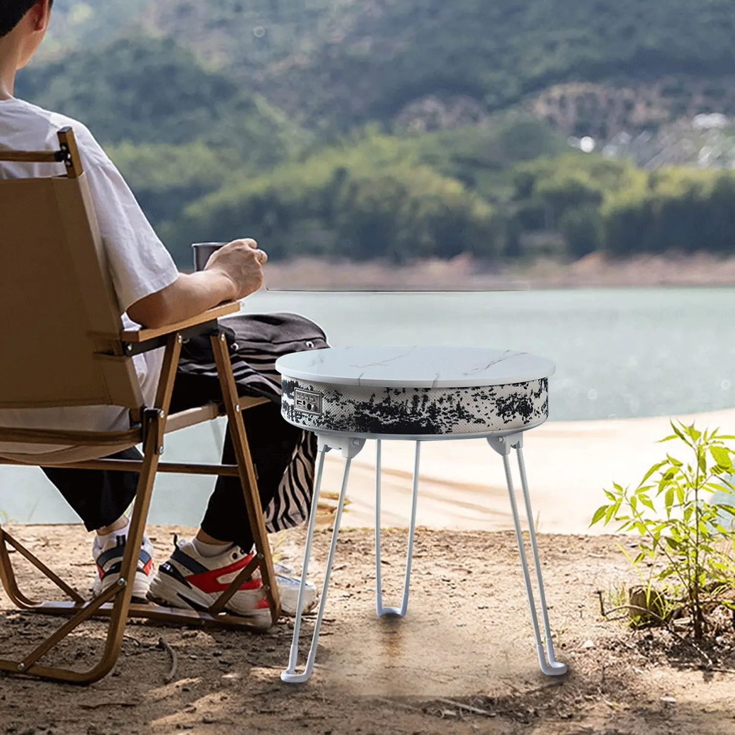 

Настраиваемый умный музыкальный журнальный столик, многофункциональный Bluetooth-динамик, беспроводная зарядка, складная уличная домашняя мебель