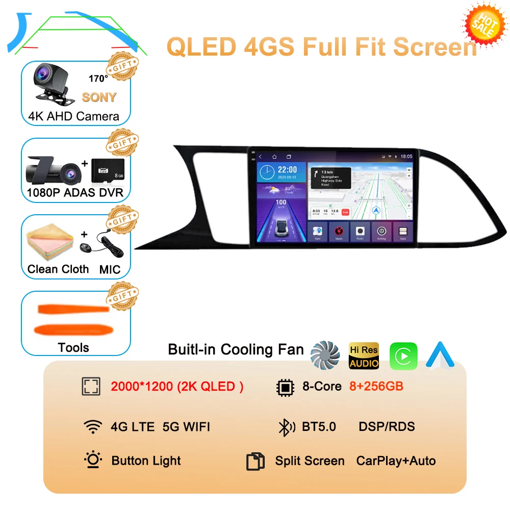Auto radio Android 16 Carplay Auto voor Seat Leon 3 MK3 2012-2020 GPS Navigatie 4G WIFI Multimedia Videospeler Stereo 360 Camera