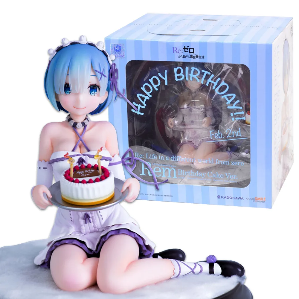 Re:Zero Anime Sentado Modelo Toy com Base, Action Figure, Bolo de Aniversário, Modelo Sentado, Presente, Hajimeru, Isekai Seikatsu, Rem, 13cm