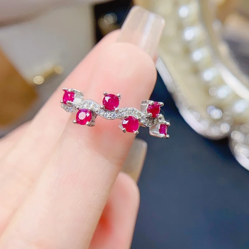 Natural Ruby Rings for women silver 925 jewelry luxury gem stones 18k gold plated free shiping items