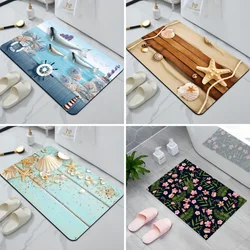 Beach Shell Starfish Bath Mat Super Absorbent Non Slip Rug Washroom Floor Carpet Shower Room Indoor Washable Easy Clean Doormat