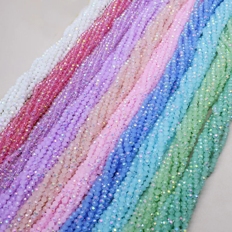 4mm 110pcs/strand New Color Glass Beads Rondell Faceted Crystal Beaded Loose Spacer Beads For Jewelry Making DIY Bracelet view 6