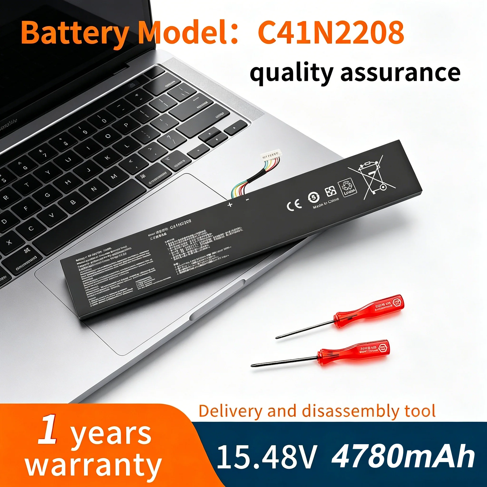 BVBH 74Wh C41N2208 Battery for ASUS ROG ALLY PC71L Gaming Handheld Series of Expand High Capacity RC71L PC71L with Tools