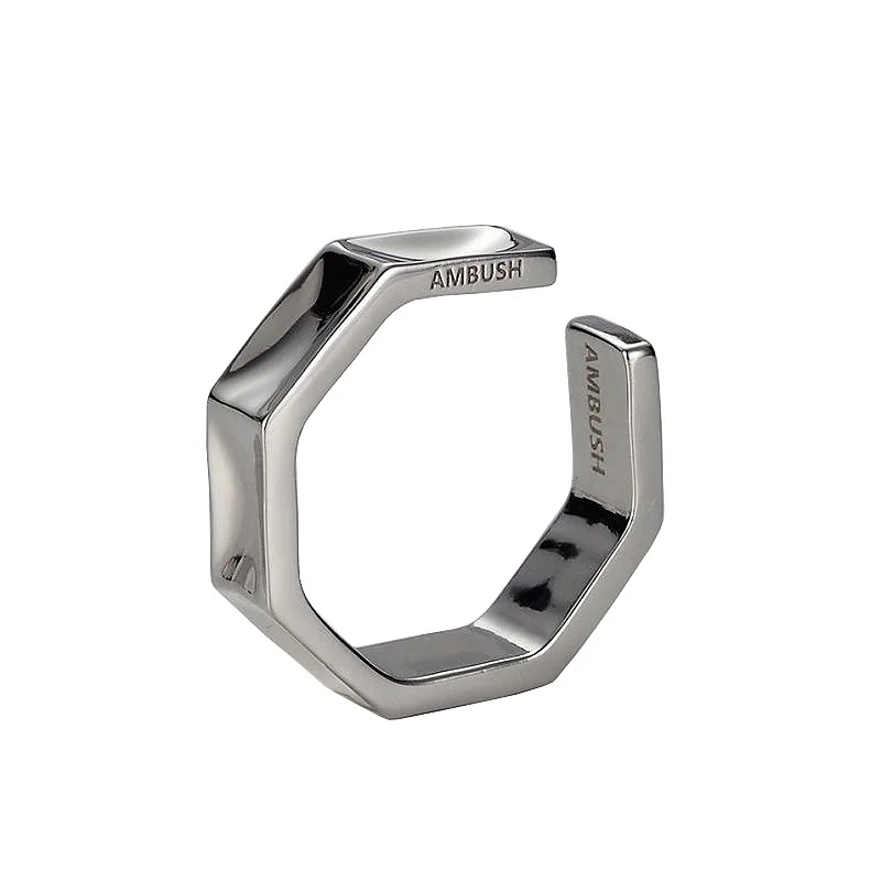 خواتم إصبع من الفولاذ المقاوم للصدأ للرجال والنساء ، فتحة هندسية ، سطح ناعم قابل للتعديل ، مجوهرات زفاف للأزواج ، الموضة ، 1 way