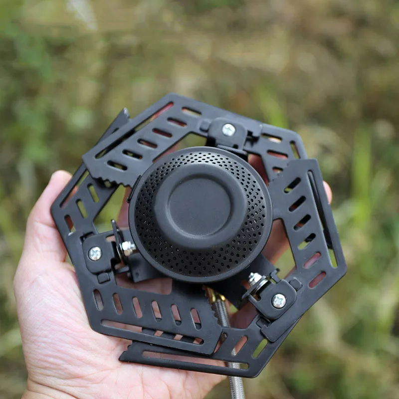 

Складная походная плита, портативная ветрозащитная газовая плита мощностью 4000 Вт, компактная уличная плита с ветрозащитным экраном и опорой для кастрюли