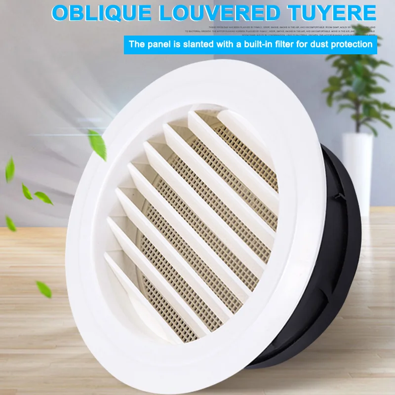 Adjustable Round Air Vent ABS Louver Grille Cover Soffit Vent with Built-in Fly Screen Mesh for Bathroom Office Kitchen LI