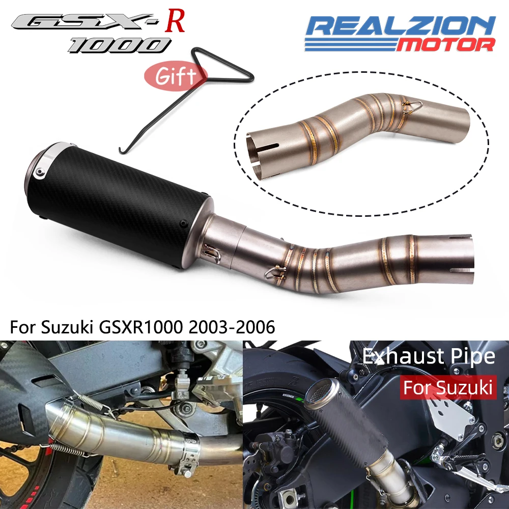 

REALZION GSXR1000 K6 Motorcycle Exhaust Pipe Middle Link Pipe Slip-on Muffler Escape For Suzuki GSXR 1000 2003-2006 K3 K4 K5