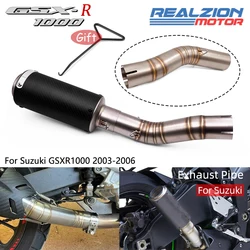 REALZION GSXR1000 K6 Motorcycle Exhaust Pipe Middle Link Pipe Slip-on Muffler Escape For Suzuki GSXR 1000 2003-2006 K3 K4 K5