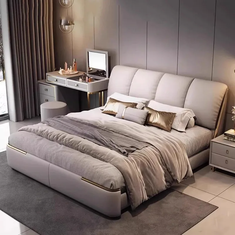 

Aesthetic Double Headboard Bedroom Beds Minimalist 180x200cm Full Size Modern Bed Frames Lounge Luxury Adults Home Furniture