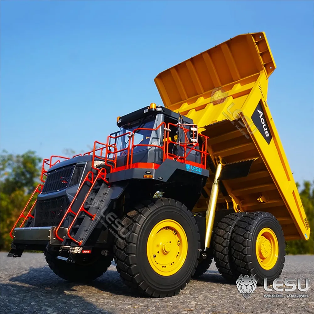 LESU 1/16 Metal Hydraulic Mining Car Aoue R100E RC Mine Truck Outdoor Toy For Adults Dumper Bogie Model KIT RTR Version DIY Gift