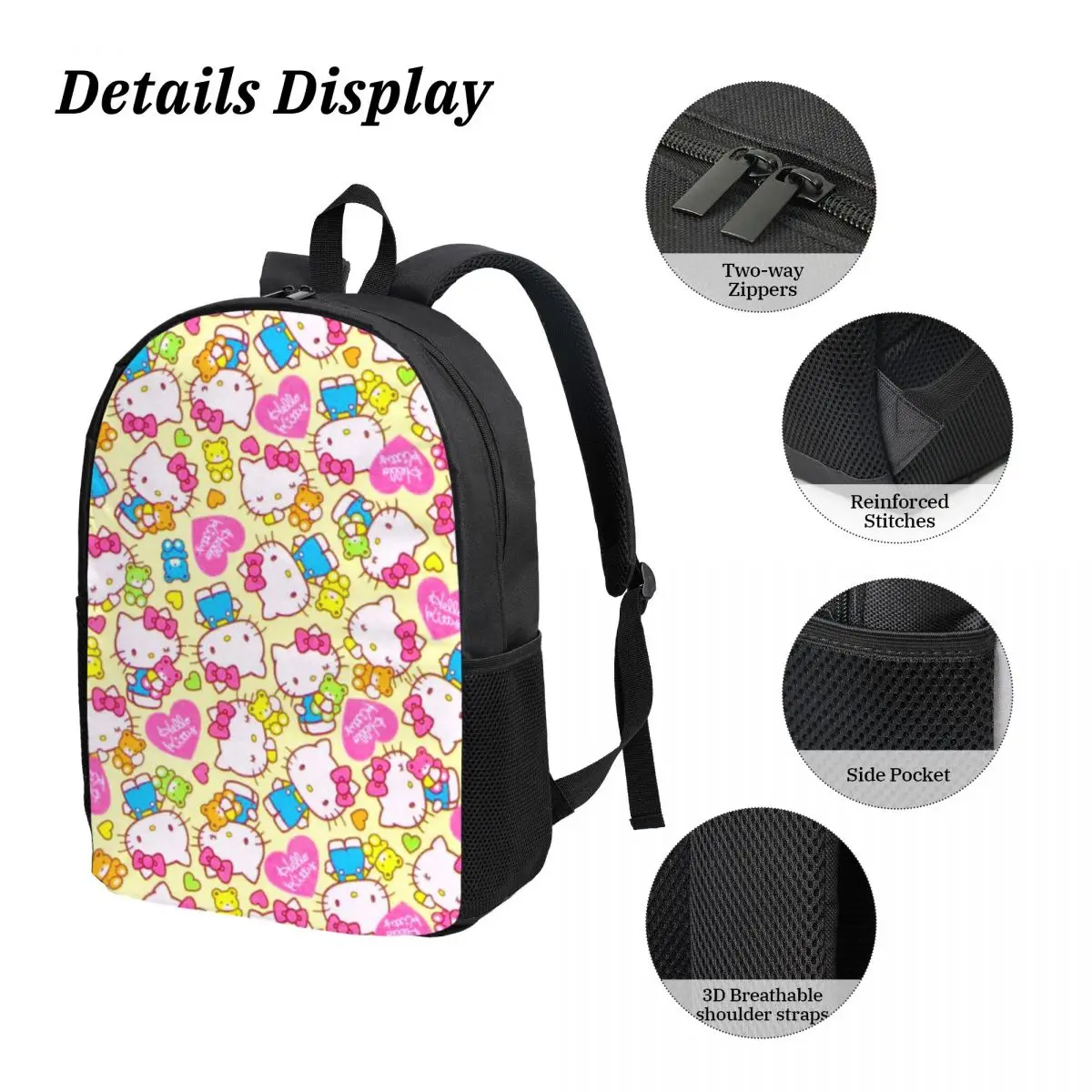 Hello Kitty Backpack, Lunch Tote, and Pencil Bag Set Spacious 17-Inch Bag with Matching Accessories for Teens and Adults