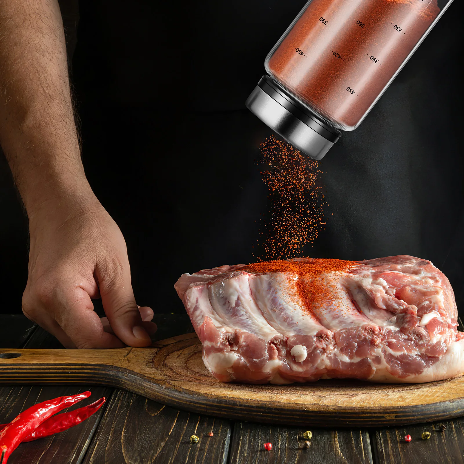 

500ml Premium Material Seasoning Jars Rotary Pepper Bottle Salt Shaker Kitchen Supply Home Restaurant Use Space Saving Gift Idea