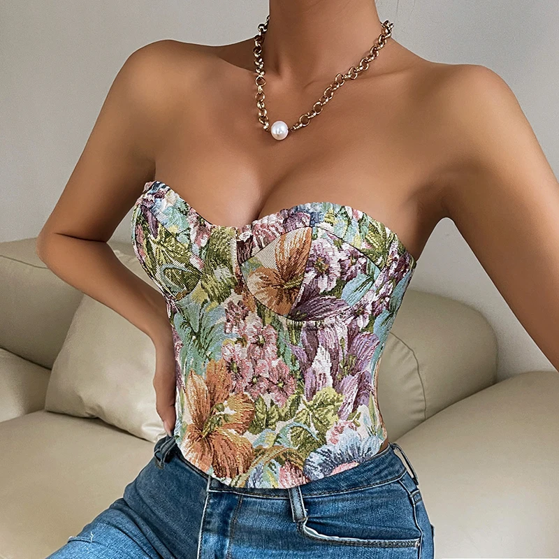 Europe And The United States Retro Flower Niche Suspenders French Court Waist Strap Adjustment Chest