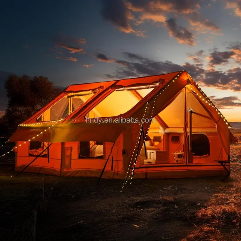 

ST 12.0 Portable Four-season Double-Layer PVC Cotton Inflatable Air Tent with Two Bedrooms for Family Camping