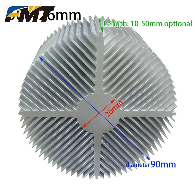 90mm Aluminium Heatsink Round for High-power LED High-power COB solid heatsink 10-30W radiator Length 10-50mm