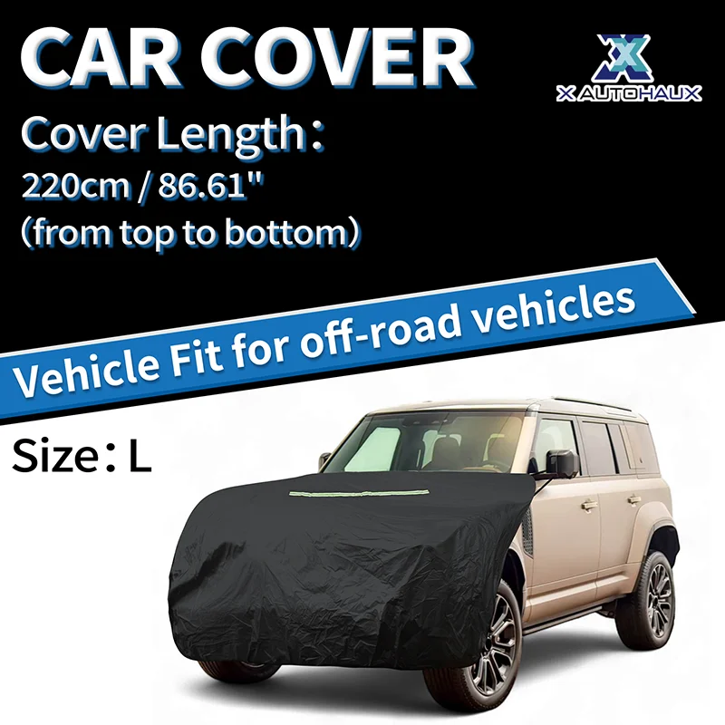 X Autohaux Car Cover Hood Cover for Off-road Vehicles 210D Sino-Chemical Cotton Reflective Strip Outdoor Waterproof Protection