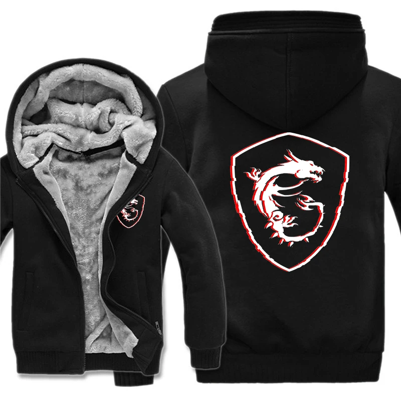 Winter Msi Gaming Dragon Hoodies Men Cool Fashion Fleece Thicken Msi Sweatshirts Pullover