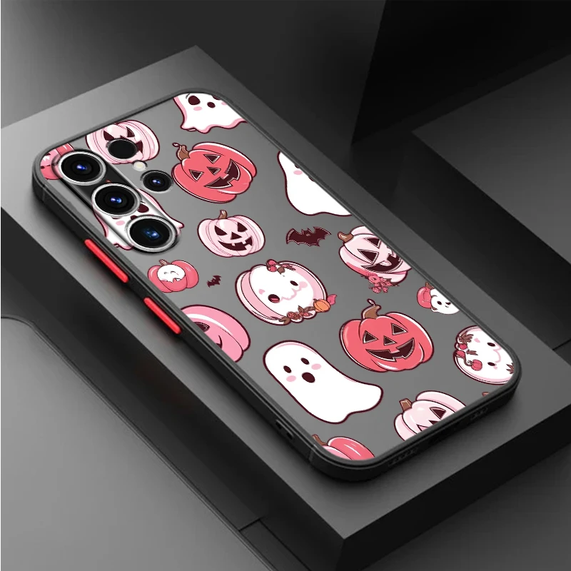 Custodia per zucca di Halloween Happy Ghost per Samsung Galaxy S25 Edge S10 S23 Ultra S9 S24 FE S20 S22 Plus S21 Cover posteriore per telefono