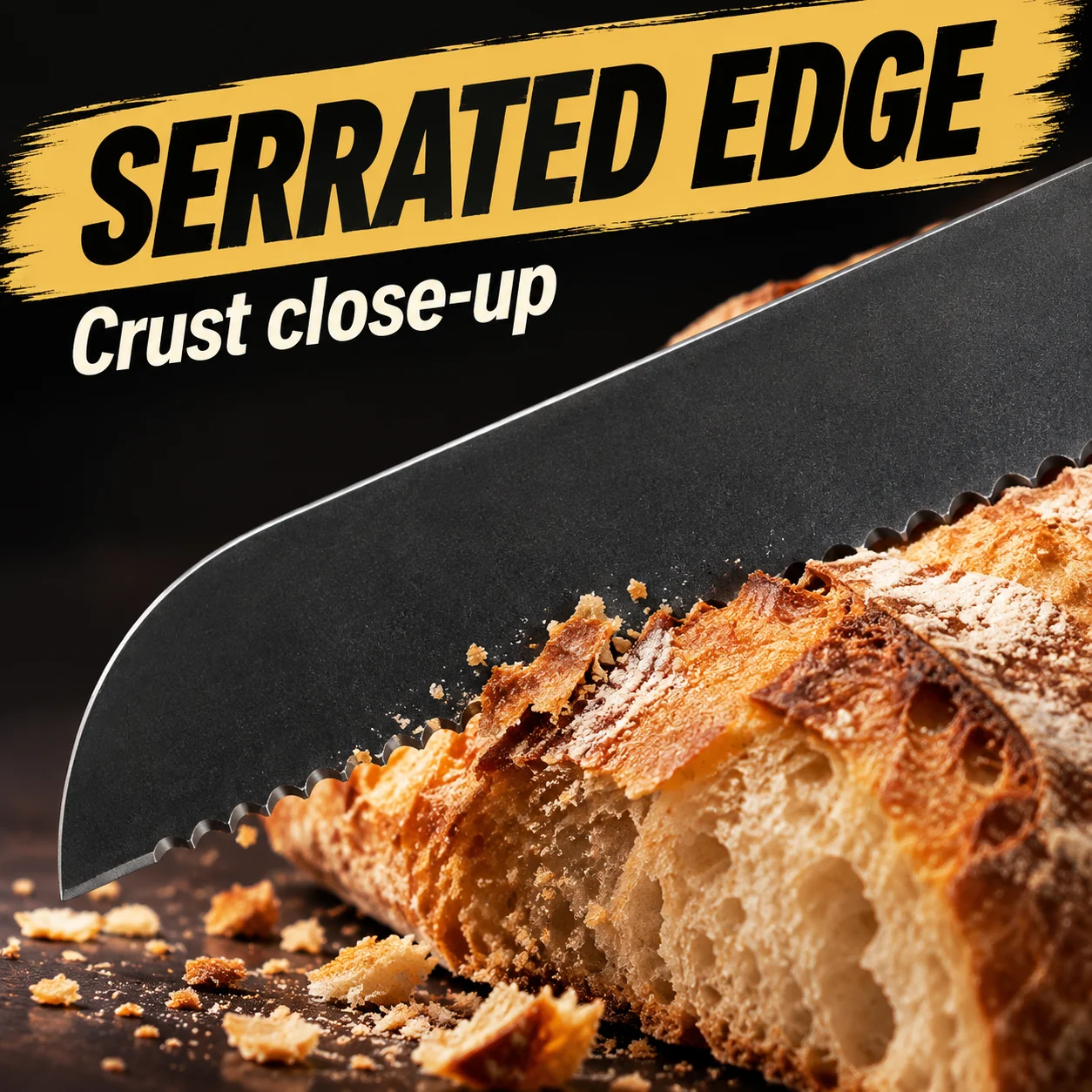 Fine Tooth Best Serrated Bread Knife Cake Cutting Long Baguette Cutter Stainless Steel Loaf Slicer/Slicing