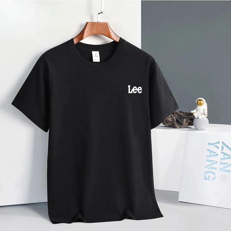 

Lee Tide Brand Short-sleeved Pure Cotton T-shirt Round Neck Men's and Women's Summer Thin Solid Color Versatile T-shirt